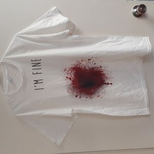 2/$20 ⭐️ "I'm Fine" with blood White T-shirt